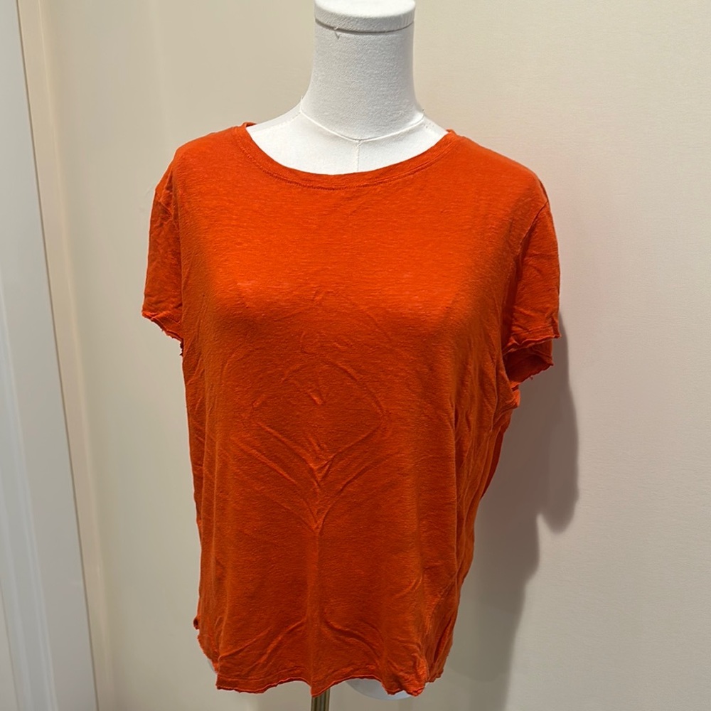 Frame Denim Orange Relaxed Short Sleeve T-Shirt